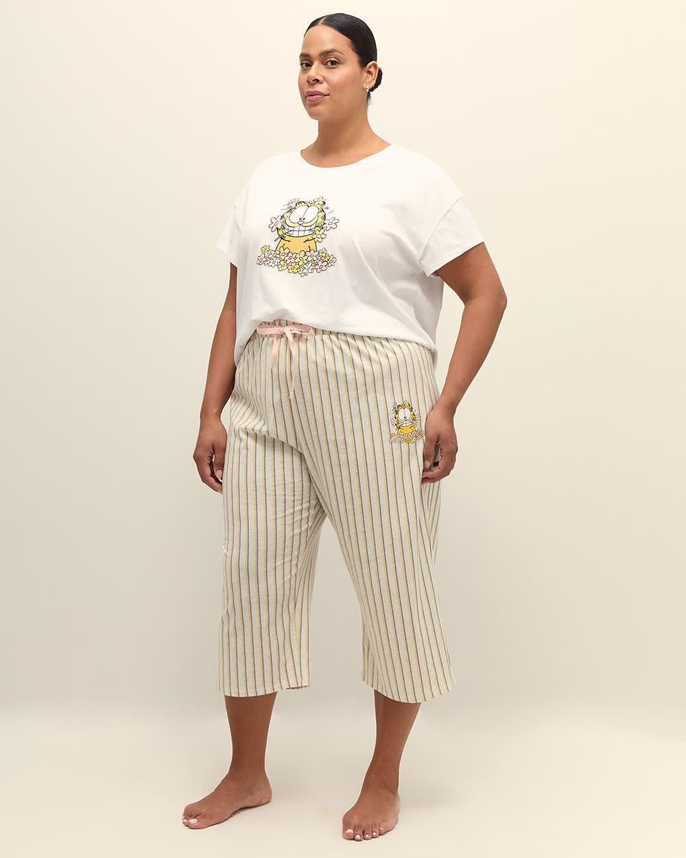 Pyjama Capri Pant with Garfield Floral Print - ti Voglio