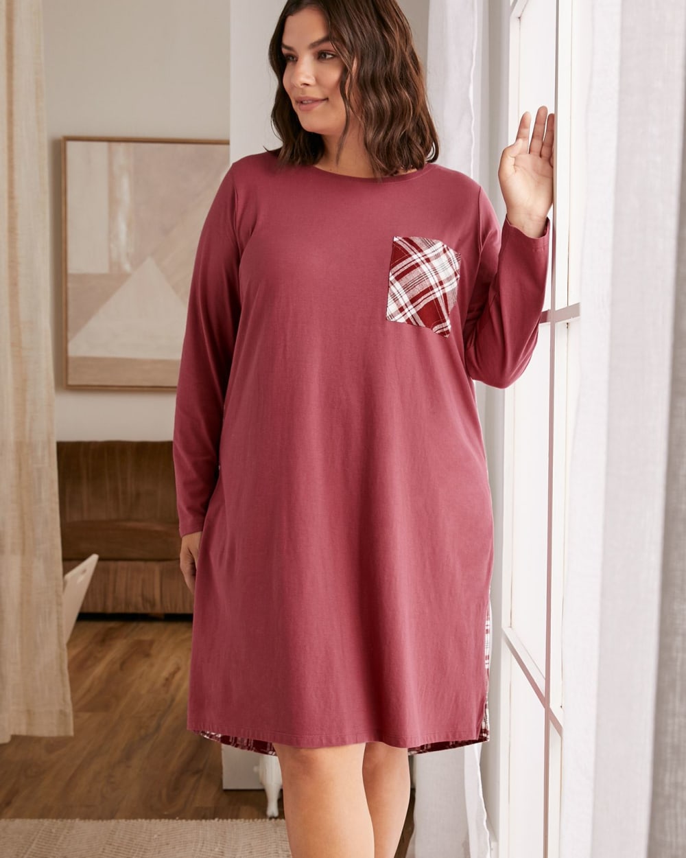 Long-Sleeve Sleepshirt In Cotton And Flannel - tiVOGLIO