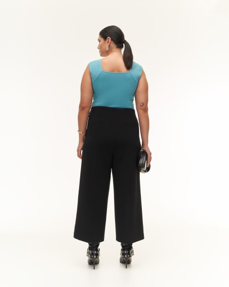 Black High-Waisted Wide-Leg Pant with Pleats - Addition Elle
