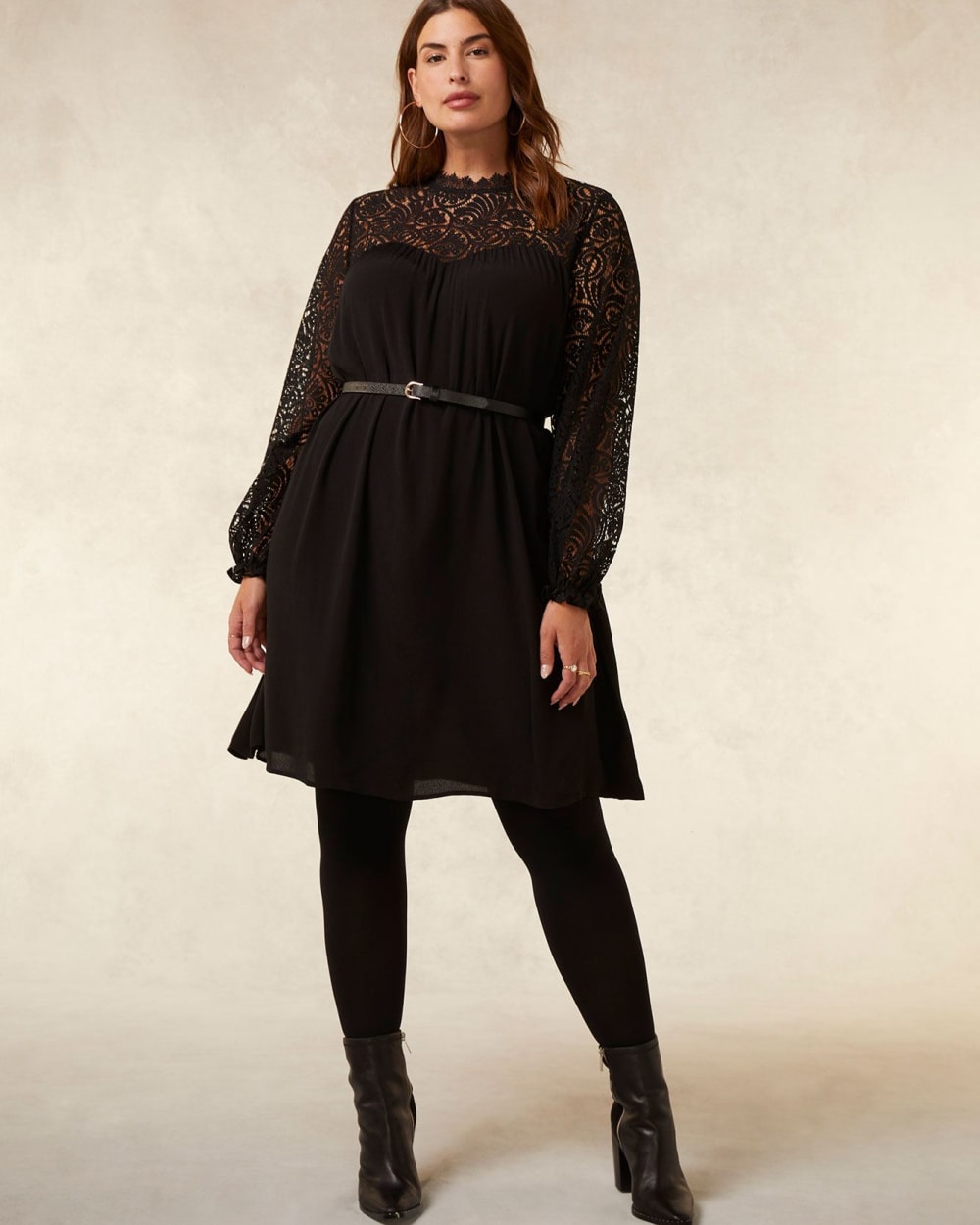Black Dress with Lace Bustline - Addition Elle