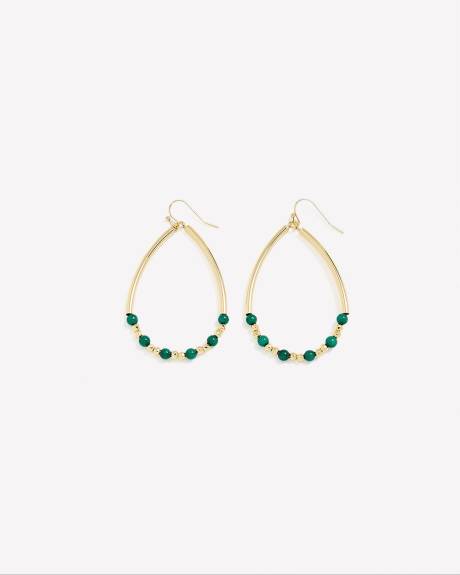 Tear Drop Shape Earrings with Dark Beads