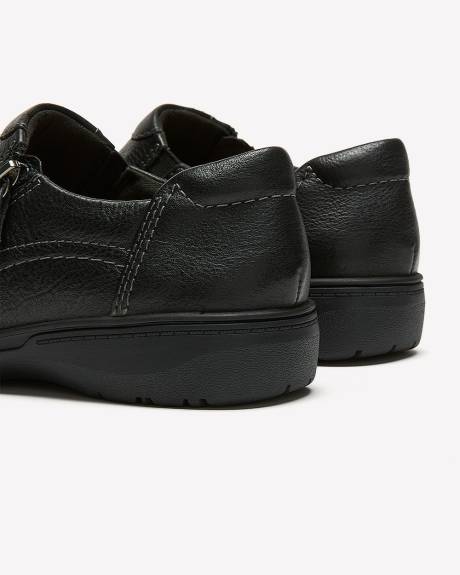 Chaussure en cuir noir avec fermeture éclair sur les côtés, pied large - Clarks
