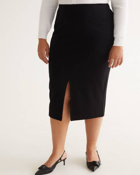 Black Essential Ponte de Roma Midi Pencil Skirt