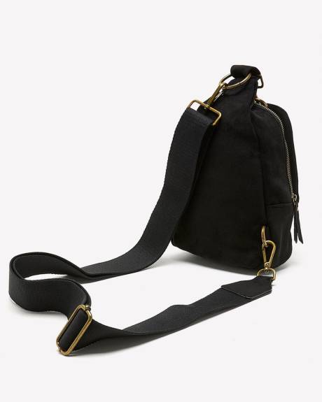 Black Faux Suede Sling Bag