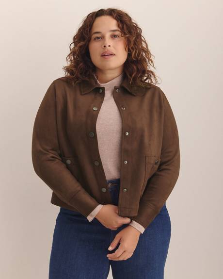 Brown Faux-Suede Jacket