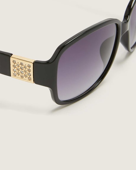 Square Sunglasses With Rhinestone Temples - In Every Story