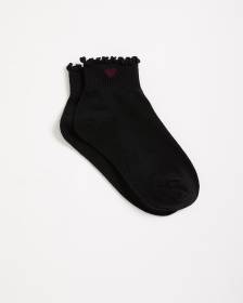 Chaussettes courtes à rebord ondulé avec petit coeur
