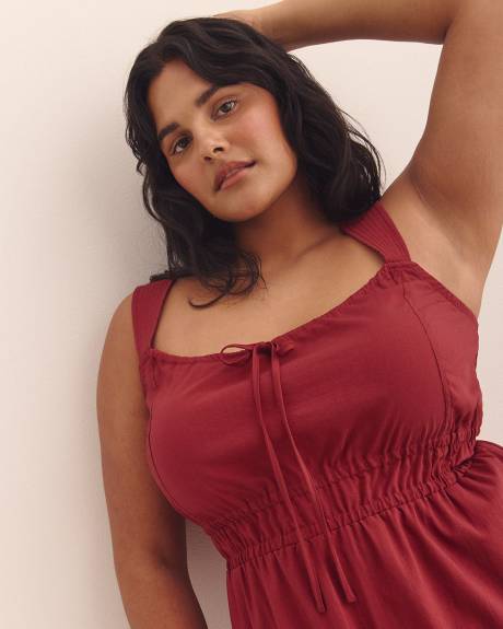 Robe rouge sans manches cintrée et évasée - Addition Elle