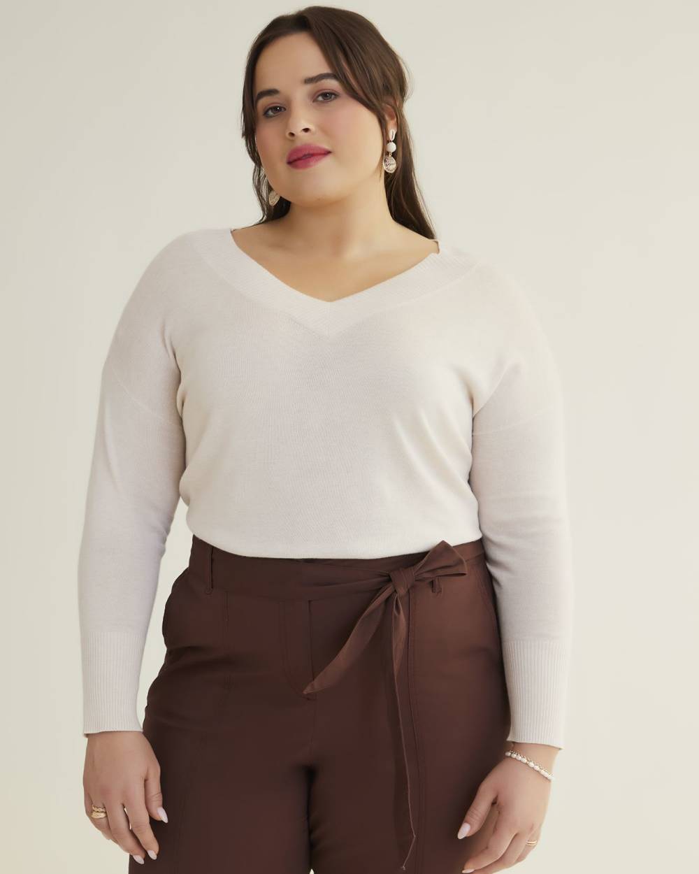 Linen Blend V-Neck Sweater