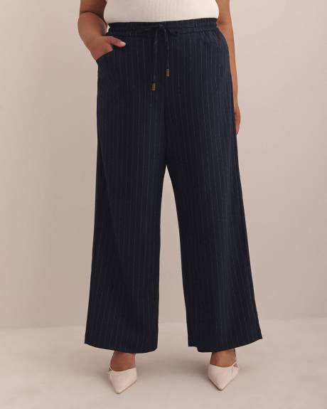 Dark Blue Pull-On Wide-Leg Pant