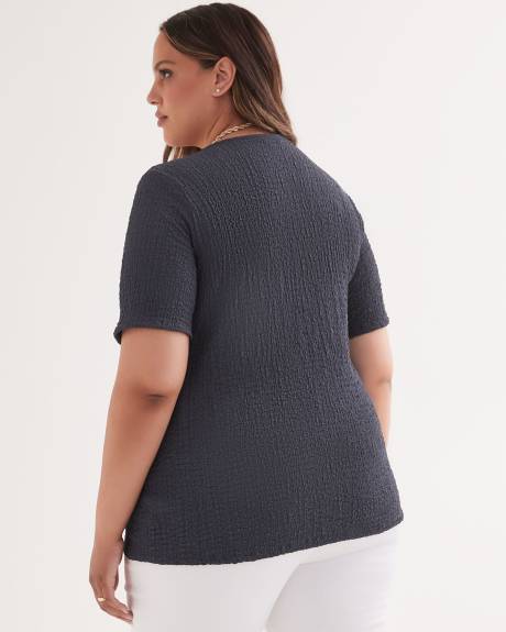 Haut en tricot texturé à col en V