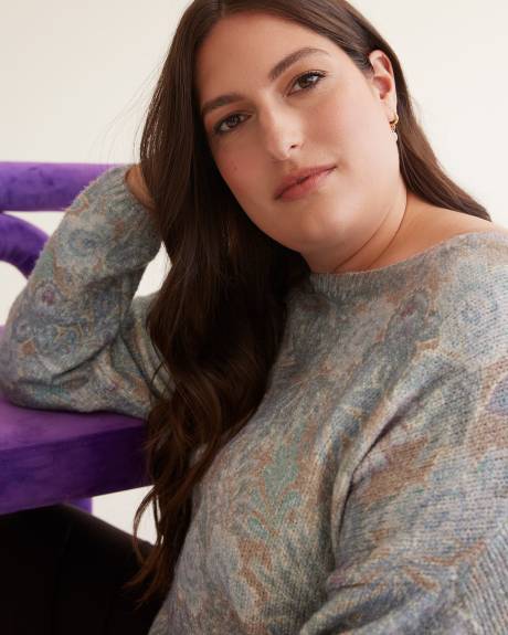 Floral Boat-Neck Sweater