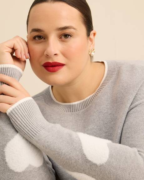 Long-Sleeve Jacquard Crew Neck Sweater