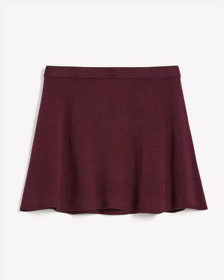 Jupe courte évasée en tricot bordeaux, tissu responsable - Addition Elle