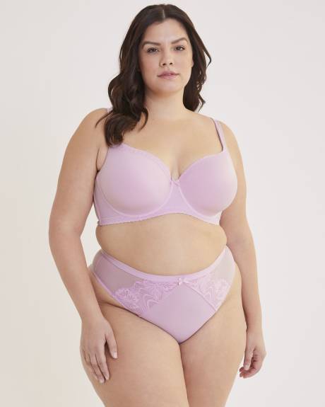 Culotte tanga en mesh, microfibre et dentelle - Déesse Collection
