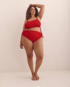 Red Luna High-Waisted Drawstring Swim Brief - Nana The Brand