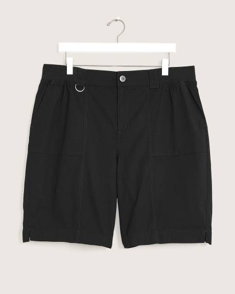 Cotton Cargo Bermuda with Rib Waistband