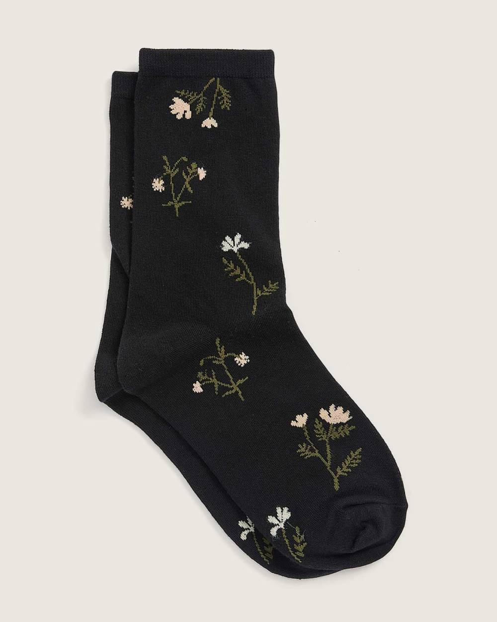 Crew Socks with Botanical Floral Print