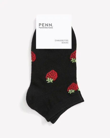 Ankle Socks with Strawberry Print