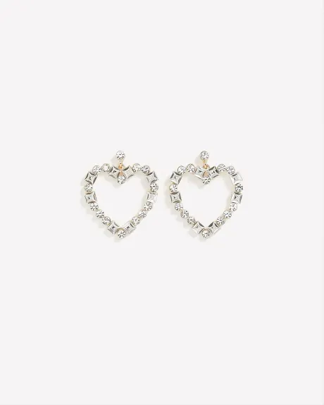 Boucles d'oreilles en forme de coeur avec pierres scintillantes