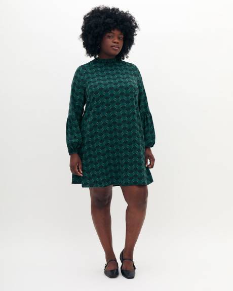 Robe trapèze imprimée à manches raglan - Addition Elle