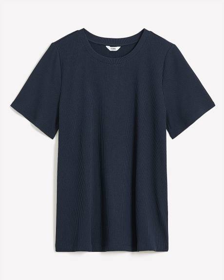 T-shirt col rond en tricot côtelé, coupe galbée - Essentiels PENN.