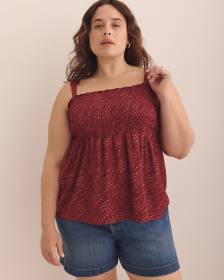 Smocking Knit Top with Large Straps