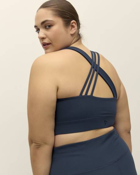 Ribbed Crop Top with Asymmetrical Straps - Active Zone