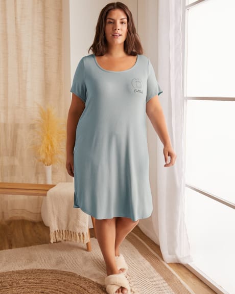 Robe de nuit à manches courtes avec impression - tiVOGLIO