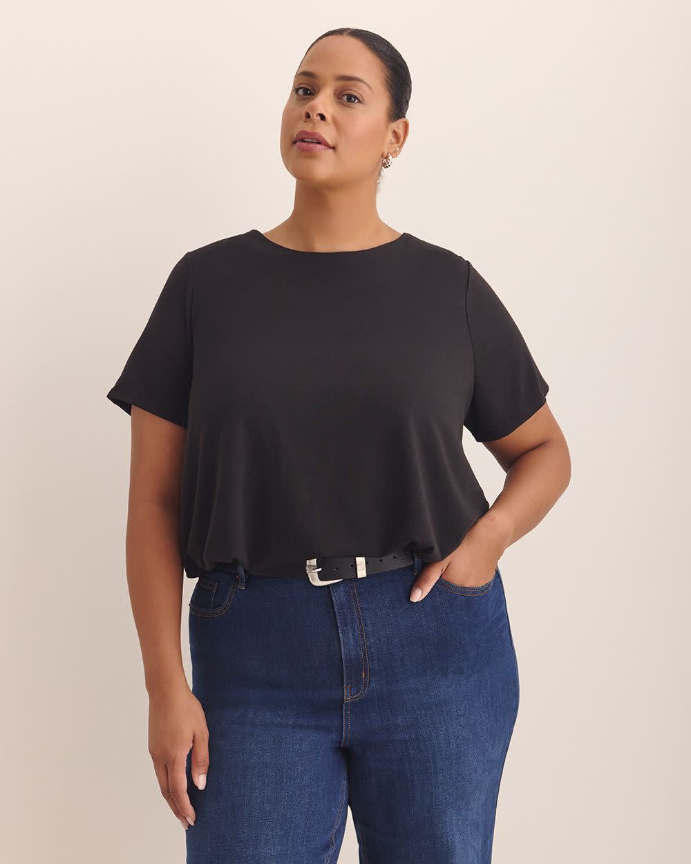 Bubble-Hem Short-Sleeve Top