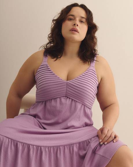 Robe longue plissée sans manches avec dos à smocks - Addition Elle