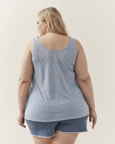 Linen Blend U-Neck Cami with Elastic Strap