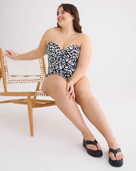 Twist Front Shirred Bandeau One-Piece Bathing Suit - Anne Cole