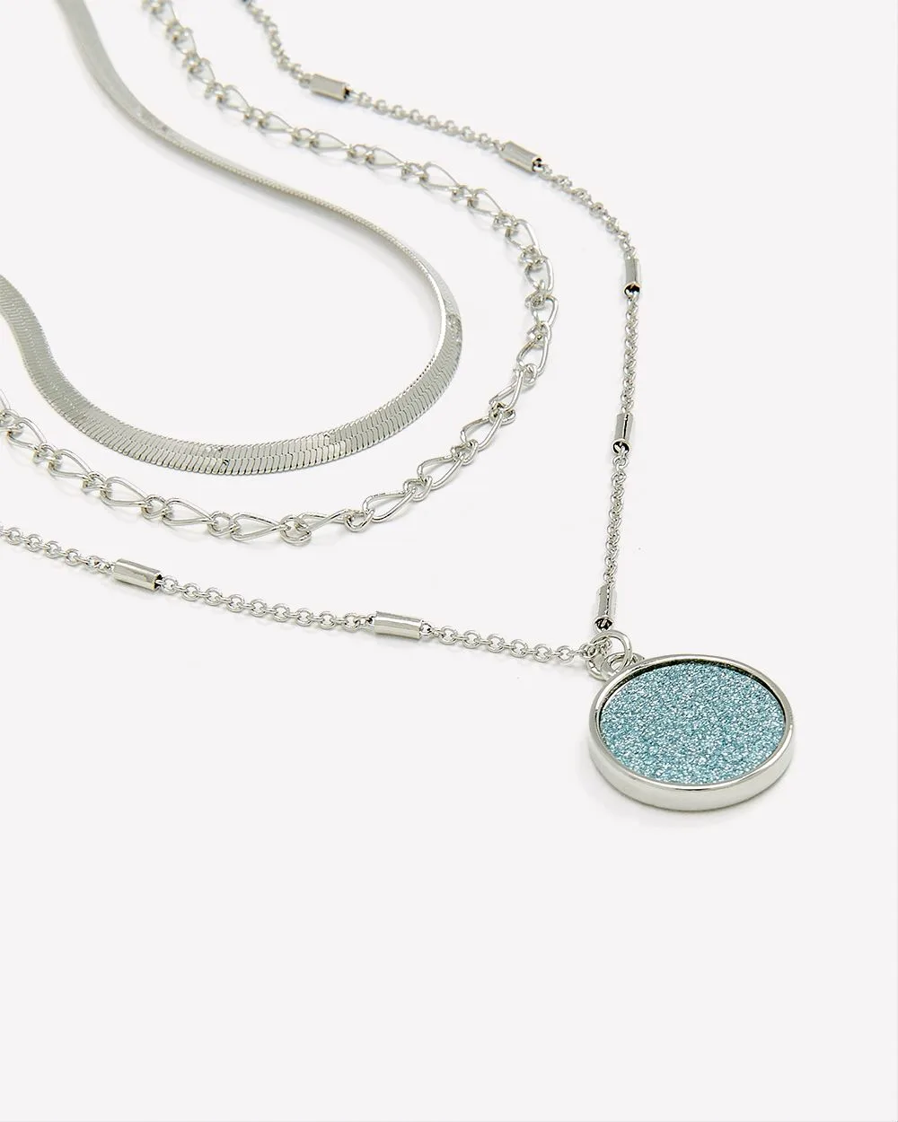 Collier à trois chaînes avec pendentif en papier scintillant