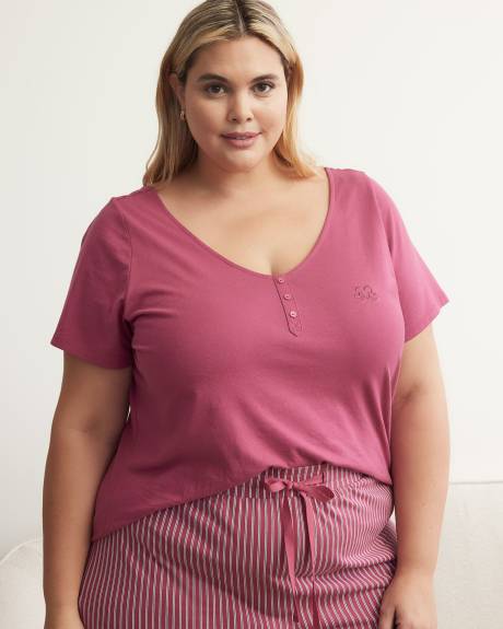 Pajama Top with Lace and Picot Edge - ti Voglio
