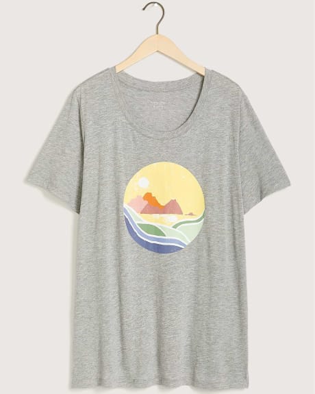 Printed U-Neck Boyfriend Tee