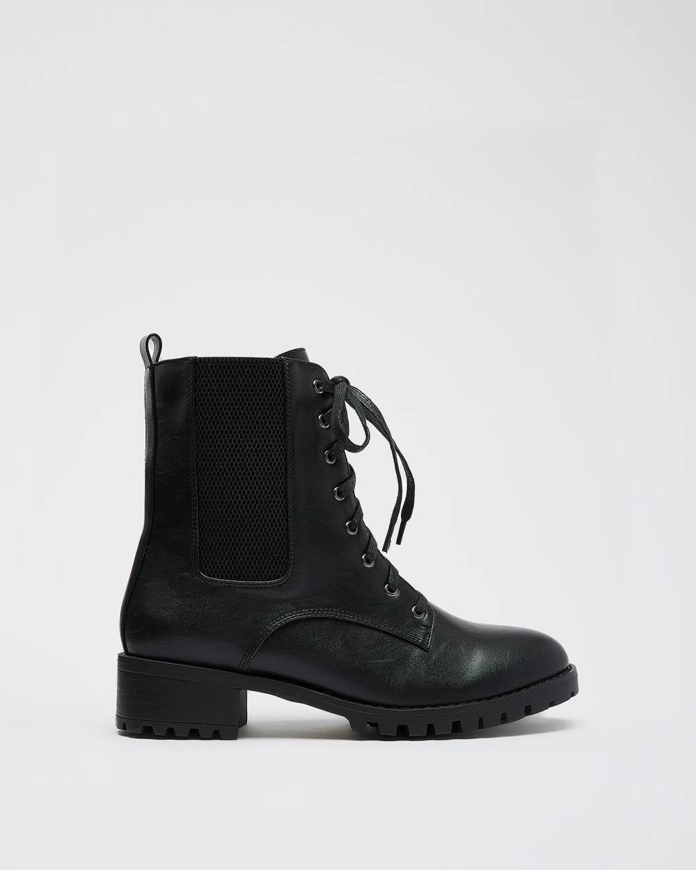Extra Wide Width, Black Combat Ankle Boot | Penningtons