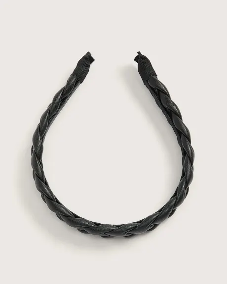 Faux Leather Braided Headband