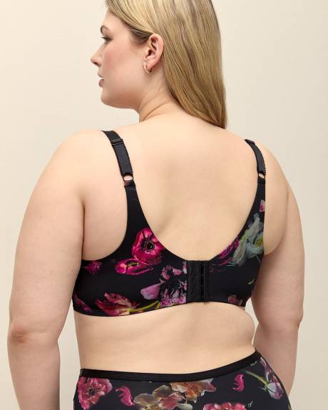 Wireless Floral Plunge Bra with Lace Trims - Déesse Collection