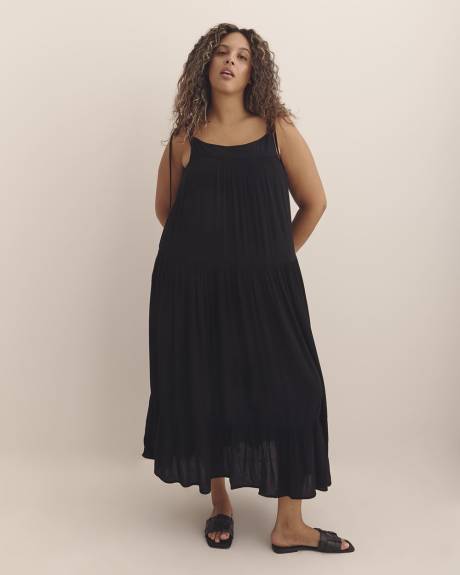 Long Crinkle Swim Cover-Up Dress