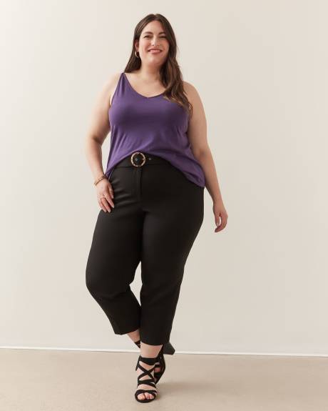 Cropped Straight-Leg Pant with Sash