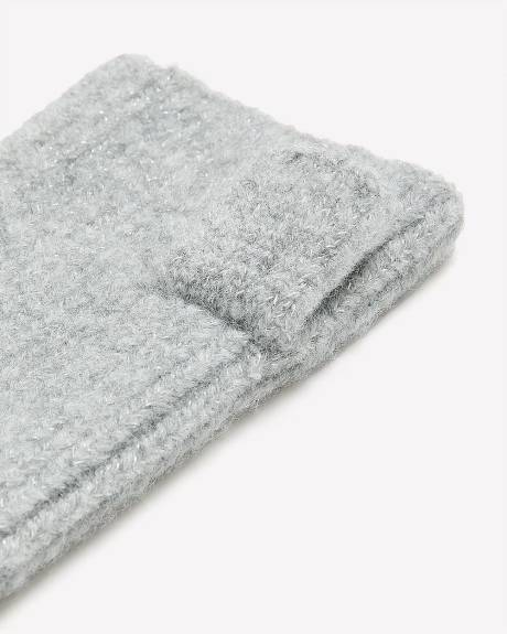 Heather Grey Ribbed Knit Fingerless Gloves