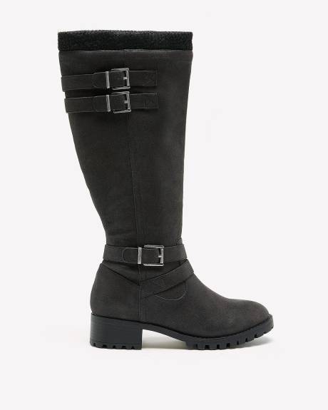 Bottes hautes avec détail en tricot, pied très large