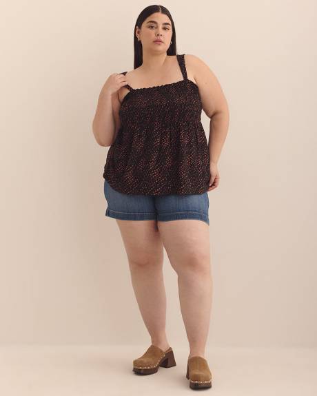 Smocking Knit Top with Large Straps