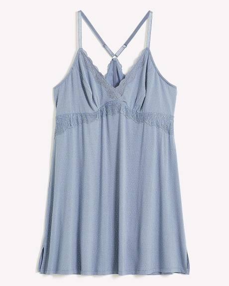 Chemise de nuit sans manches à pois avec dentelle, tissu responsable - ti Voglio
