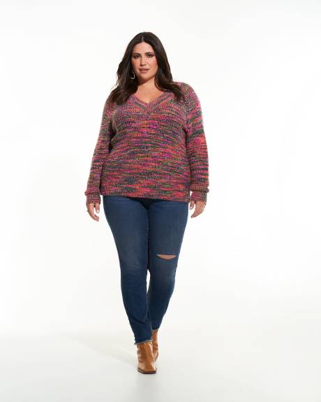 Pull à col en V et mailles de fantaisie - Addition Elle