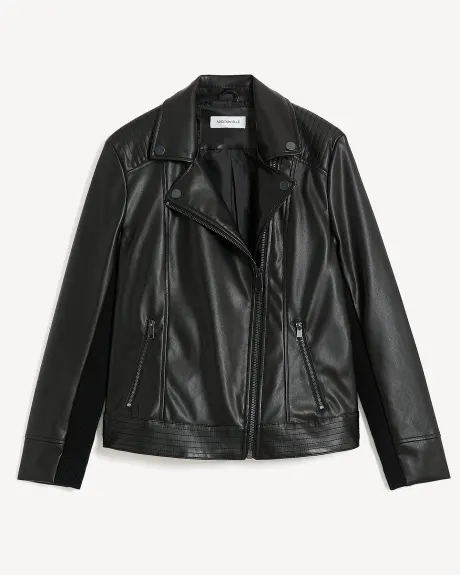 Faux-Leather Moto Jacket - Addition Elle