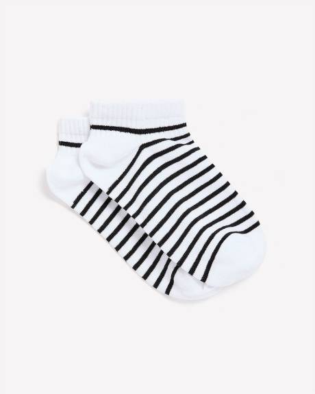 Black and White Striped Ankle Socks