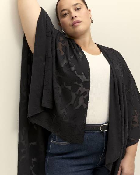 Black Lightweight Floral Textured Cape