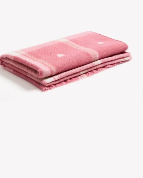 Large Plaid Scarf with Hearts